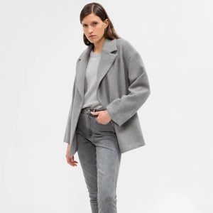 Grey Wool Short Wrap Coat